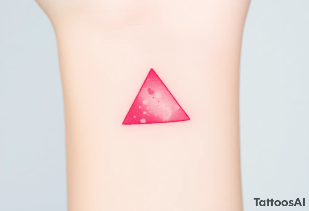 A watercoloured pink triangle, with small lining and upside down. Just the colour pink. No shapes tattoo idea
