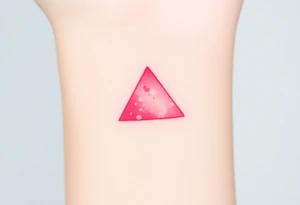 A watercoloured pink triangle, with small lining and upside down. Just the colour pink. No shapes tattoo idea