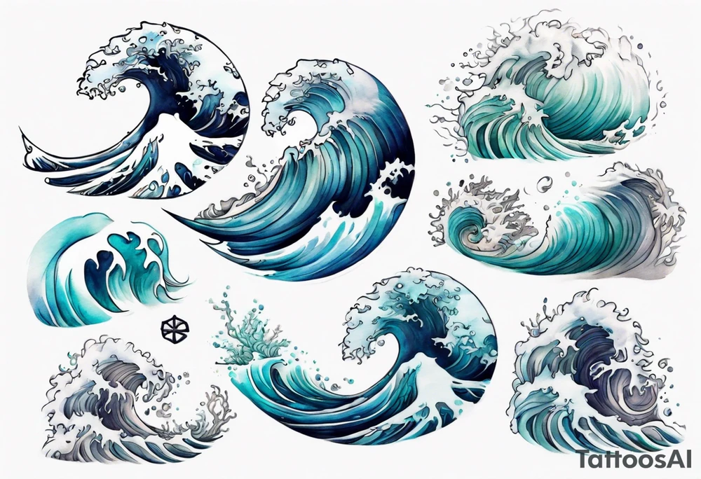 a crashing wave that turns into a beautiful sea witch tattoo idea
