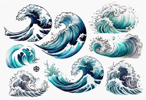 a crashing wave that turns into a beautiful sea witch tattoo idea