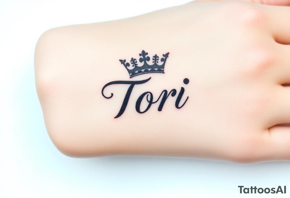 Name Tori with crown tattoo idea