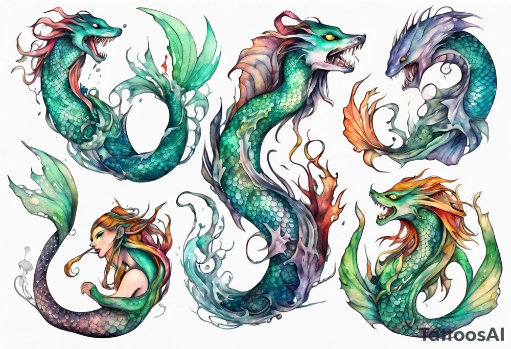 a mermaid serpent hybrid tattoo idea