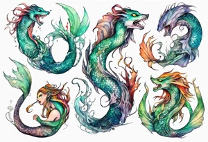a mermaid serpent hybrid tattoo idea