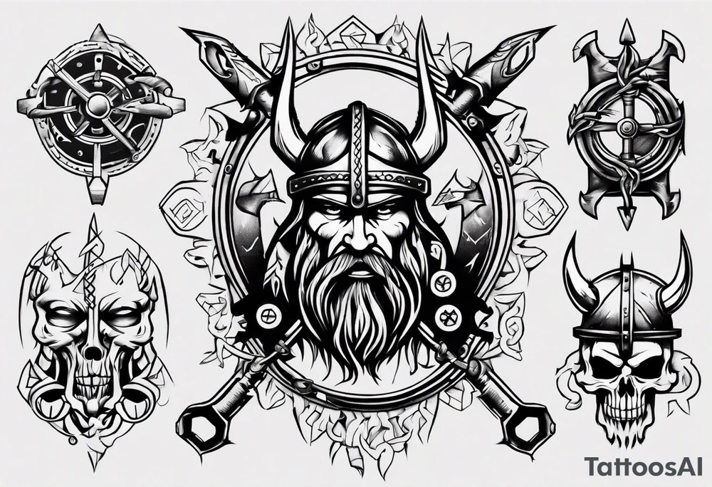Viking mechanic tattoo idea