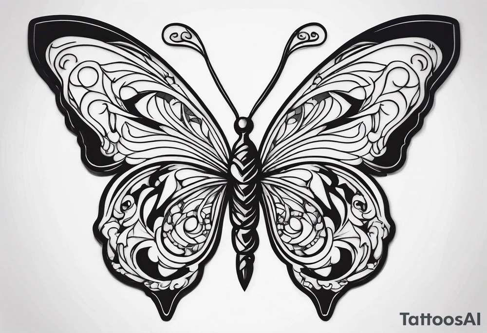 butterfly stabbed by a knife tattoo idea