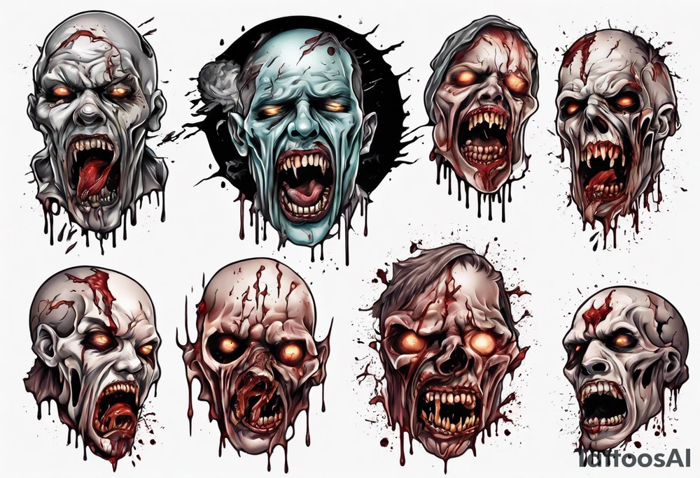 Gruesome horror scene face melting apocalypse tattoo idea