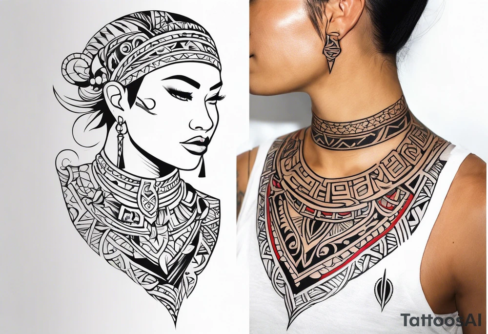 Polynesian neck to chin tattoo tattoo idea