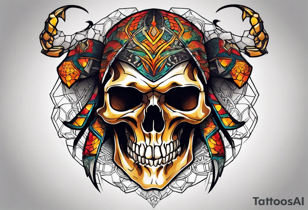 Skull tattoo with a large scorpion tattoo idea