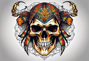 Skull tattoo with a large scorpion tattoo idea