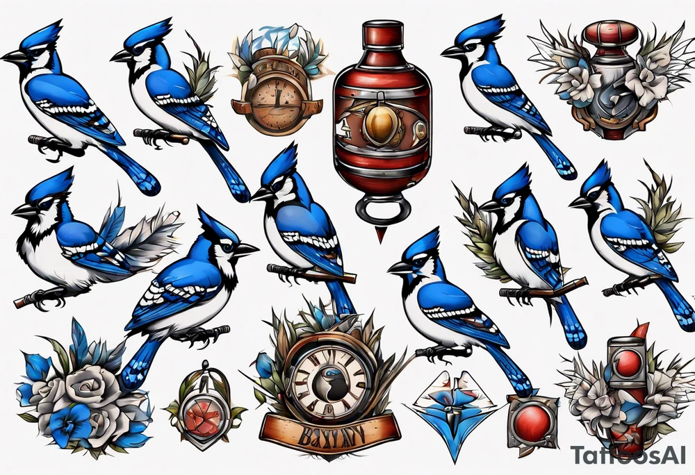 boxing bluejay tattoo idea