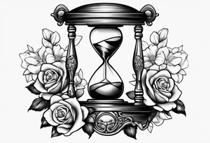 Hour glass and flowers tattoo idea