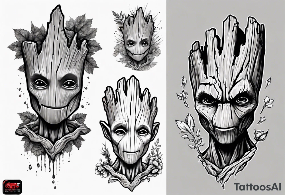 Groot half sleeve tattoo idea