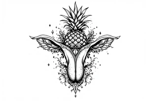 Vagina, anus, pineapple, crown, diamonds tattoo idea