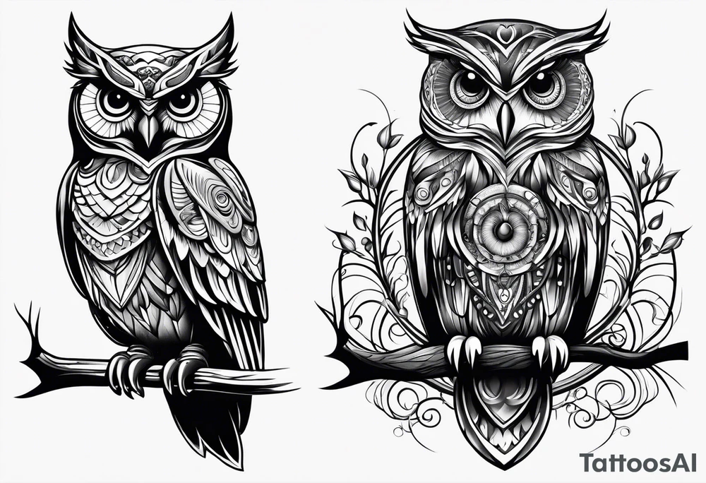 Mom and baby owl tattoo idea