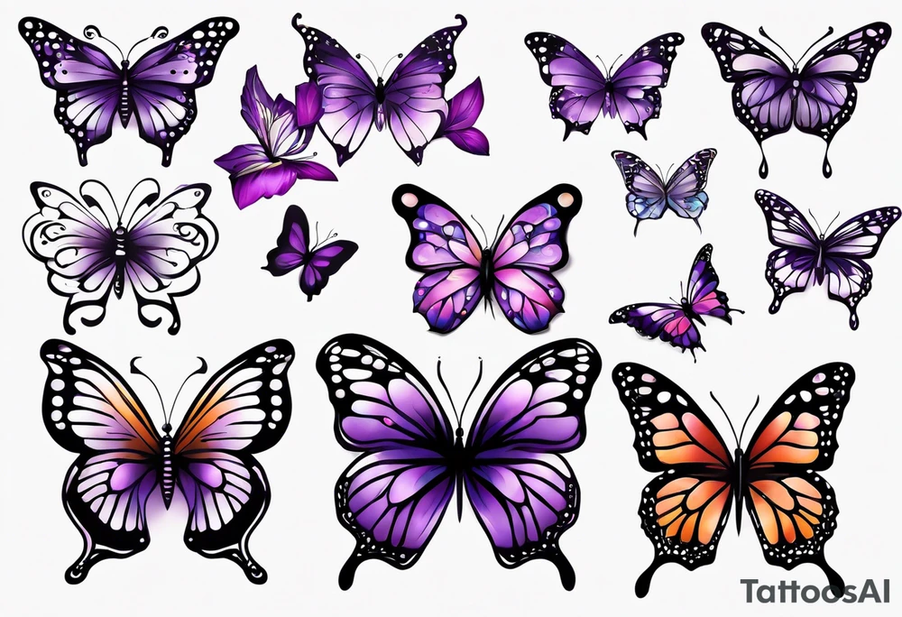 Purple butterflies tattoo idea