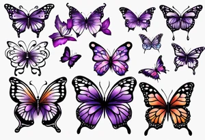Purple butterflies tattoo idea