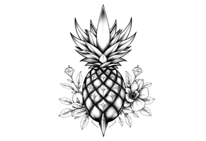 Design to be around vagina and anus using a   pineapple, crown, diamonds. tattoo idea