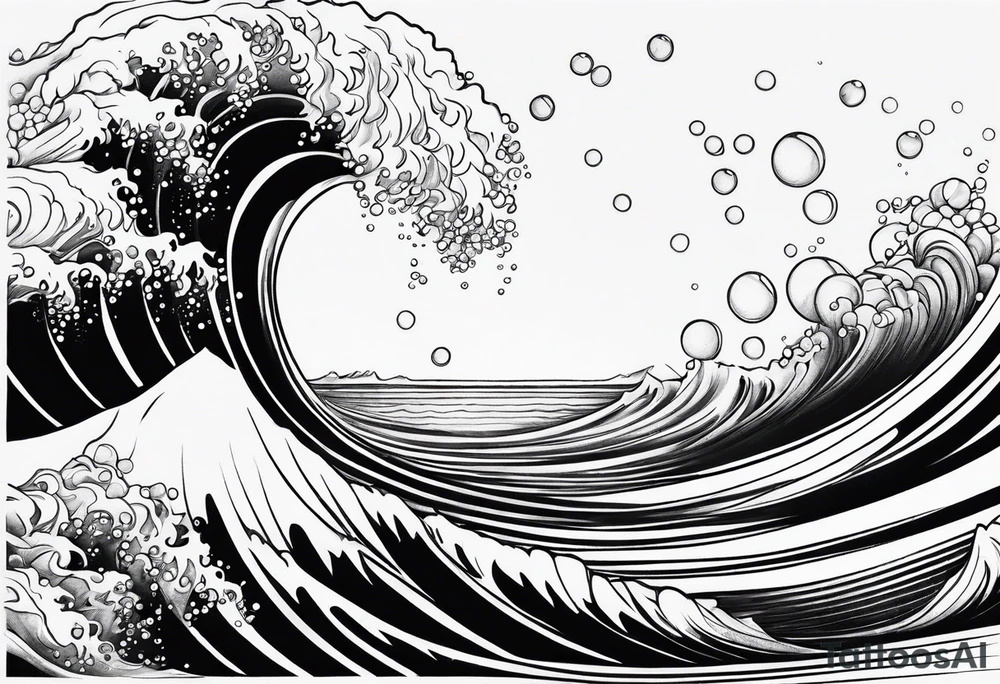 ocean waves bubbles tattoo idea