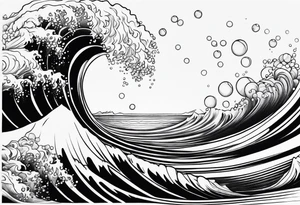 ocean waves bubbles tattoo idea