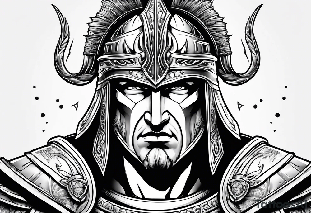 greek god ares wearing helmet tattoo idea