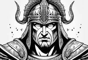 greek god ares wearing helmet tattoo idea