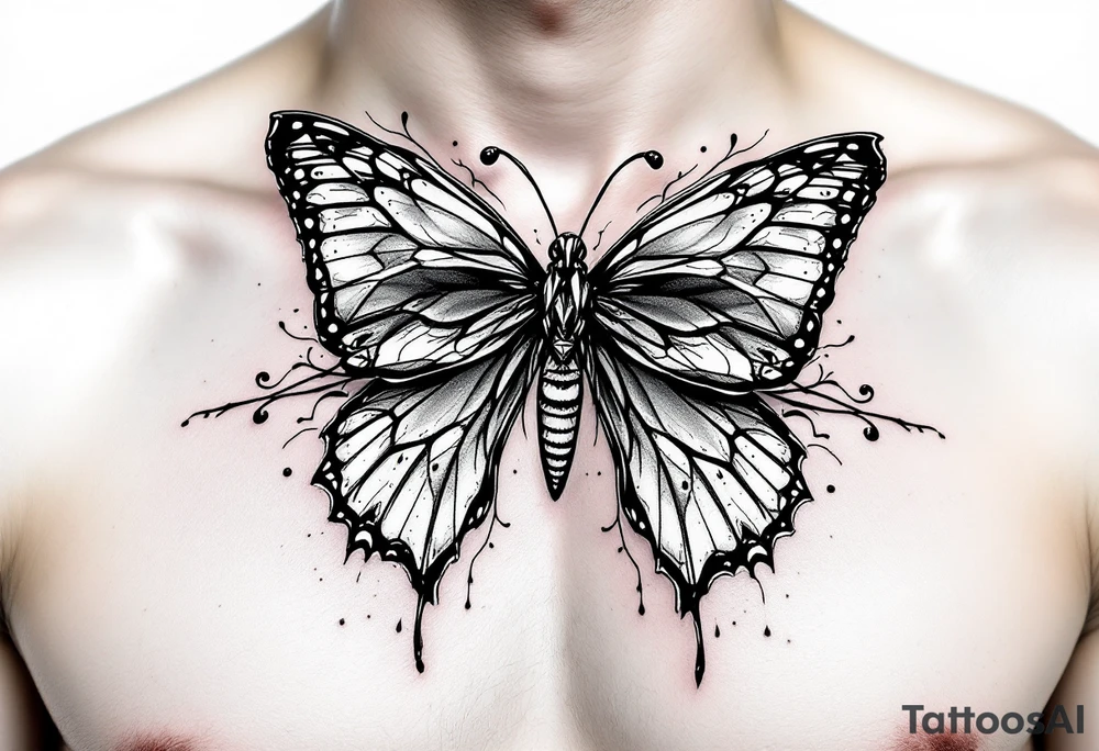 A bow tie with mixed with a butterfly tattoo idea