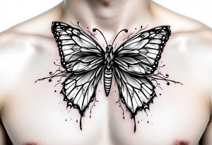 A bow tie with mixed with a butterfly tattoo idea