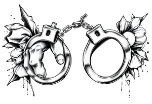 chicano style patchwork peice with handcuffs tattoo idea