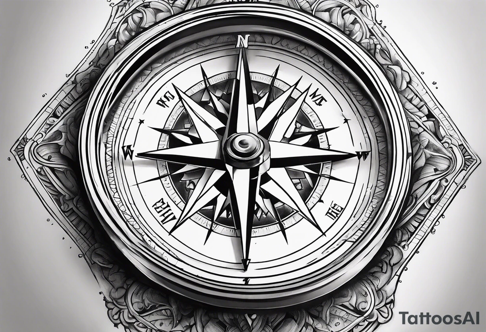 realistic compass tattoo idea