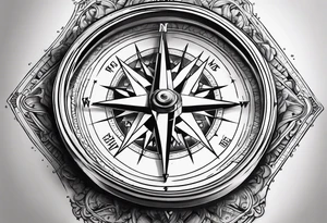 realistic compass tattoo idea