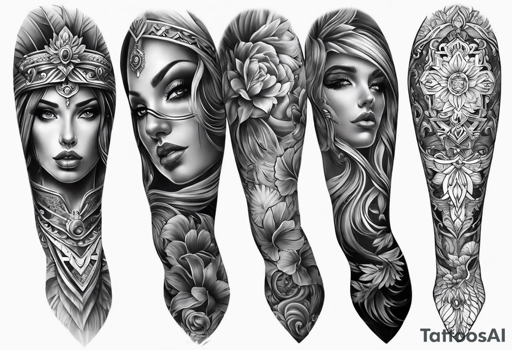 Full leg sleeve tattoo idea