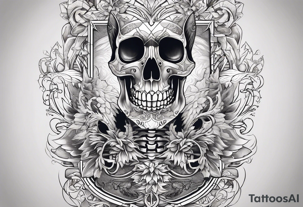 Skeleton with words engraved tattoo idea
