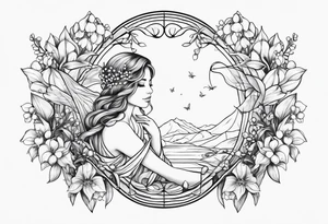 Lily of the valley with a fairy resting on it tattoo idea