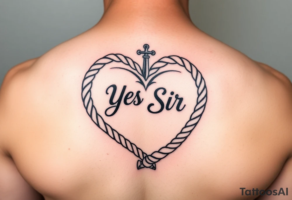 Yes, Sir in rope shaped heart tattoo idea
