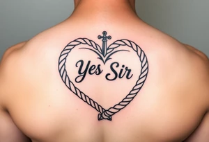 Yes, Sir in rope shaped heart tattoo idea