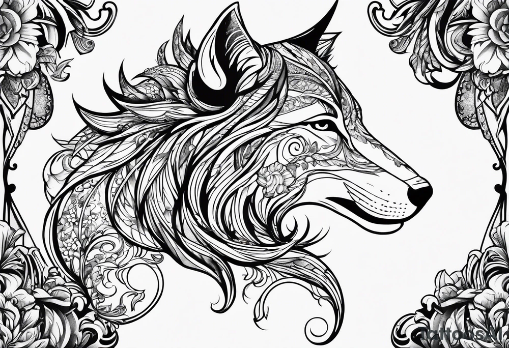 Filigree men’s leg tattoo tattoo idea