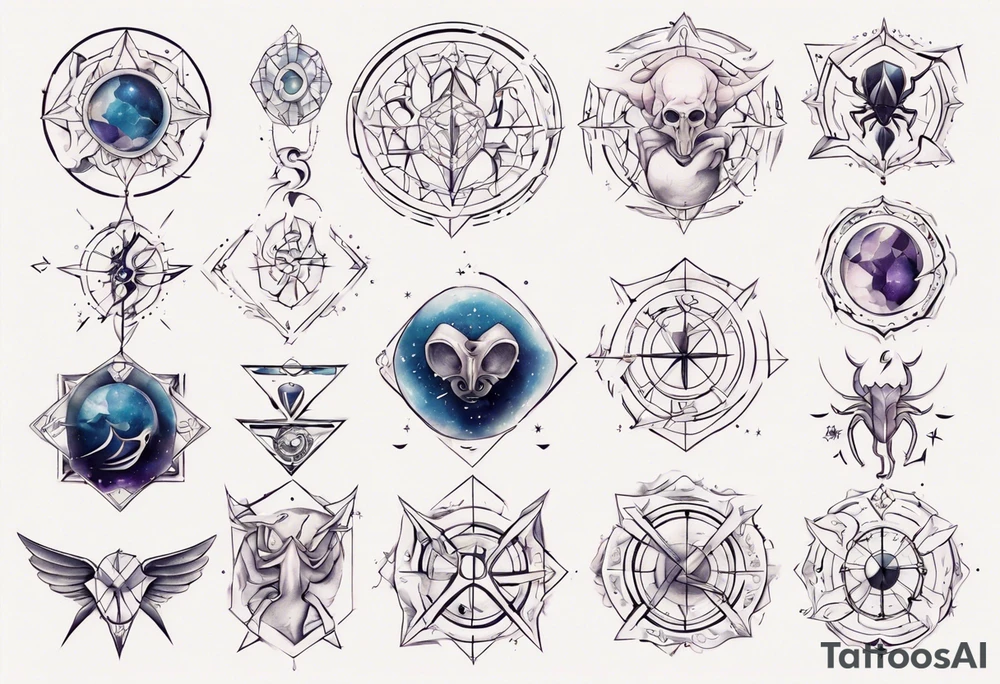 Couple tattoo with cancer horoscope tattoo idea