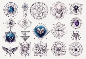 Couple tattoo with cancer horoscope tattoo idea
