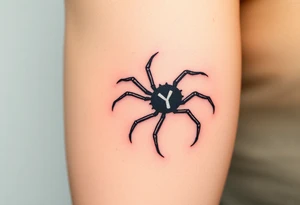 Black widow Spider crawling down sideways with the letter Y on the body of the spider tattoo idea