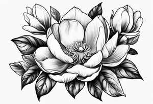 Full sleeve design with magnolia flowers tattoo idea