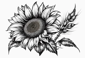 Sunflower, wheat, and barbed wire half sleeve tattoo idea