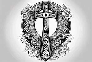ankh mixed maori whole arm tattoo idea