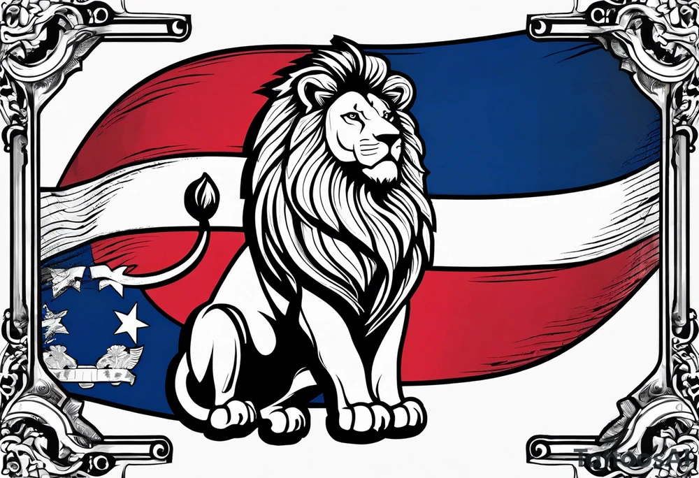 majestic lion, dominican republic flag, proud dominican republic beach, 111, timeless tattoo idea