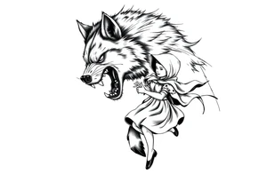 Big bad wolf chasing little red riding hood tattoo idea