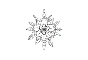 Raminho de folhas com flor de mandala tattoo idea