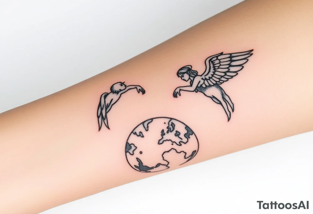 angels looking down upon the world/earth. tattoo idea