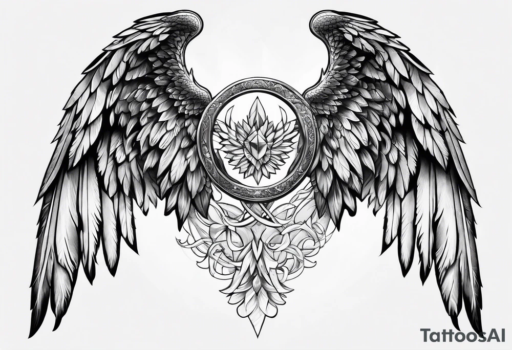 Diamond angel wings tattoo idea