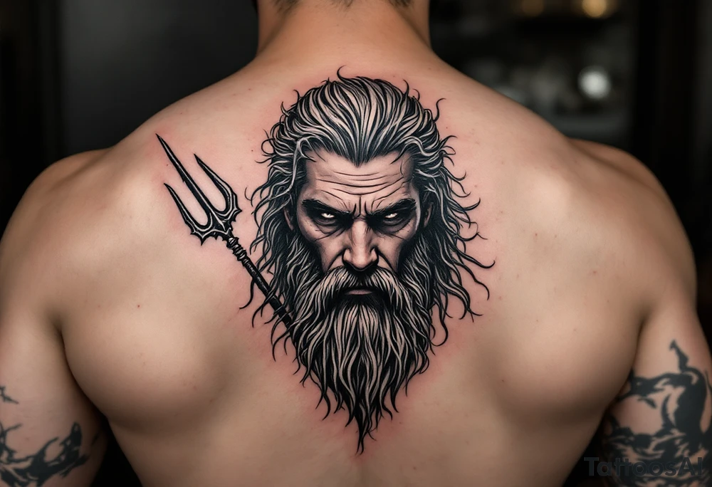 Poseidon with trident tattoo idea