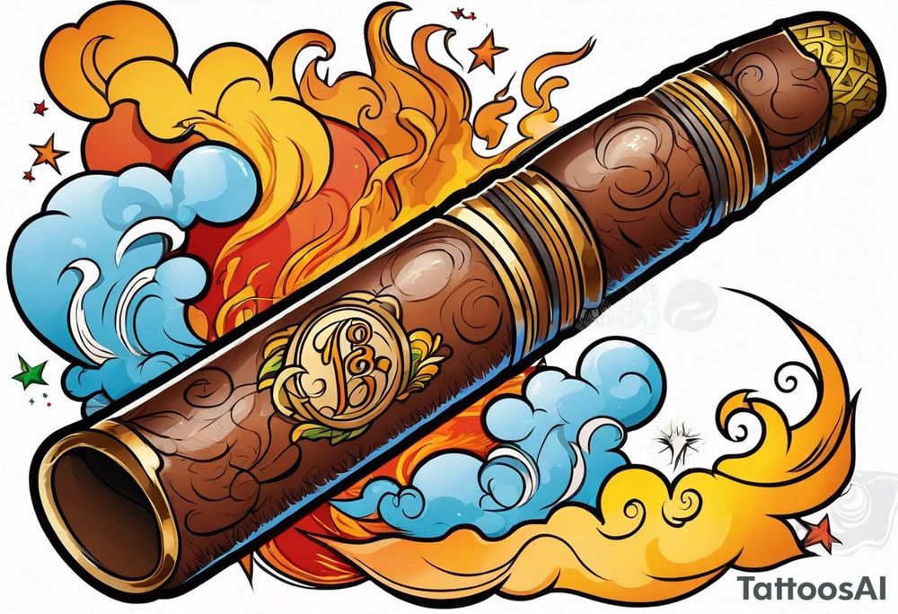 tattoo of a cigar lit with smoke tattoo idea