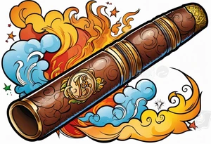 tattoo of a cigar lit with smoke tattoo idea